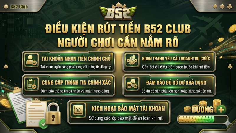 Điều kiện để rút tiền thành công tại B52 Club