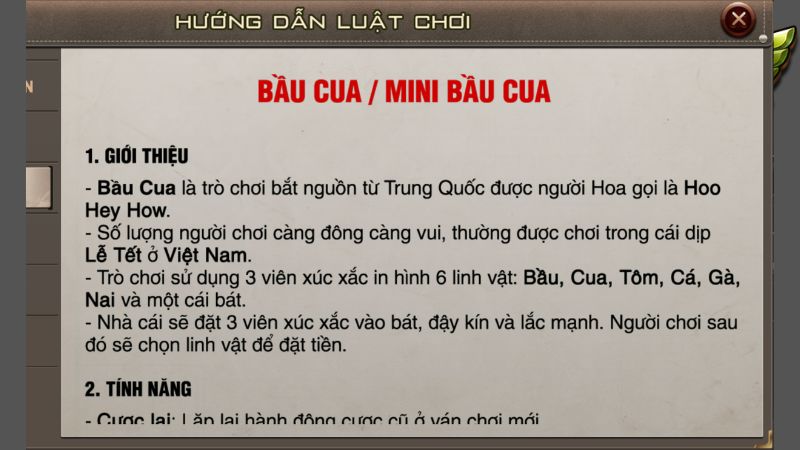Thông tin luật chơi Bầu Cua B52 Club chi tiết 