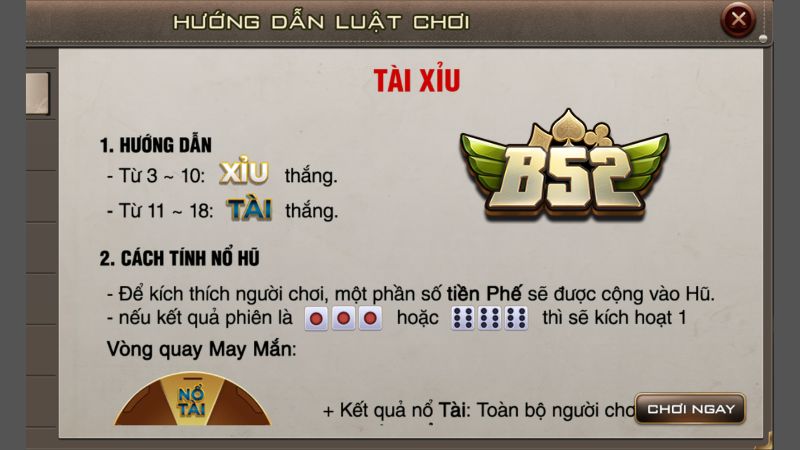 Luật chơi Tài Xỉu B52 Club người mới cần biết 