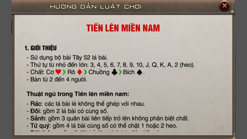 Quy tắc chơi tiến lên miền Nam B52 Club