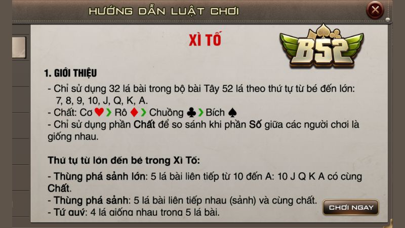Luật chơi bài Xì tố cơ bản tại B52 Club 