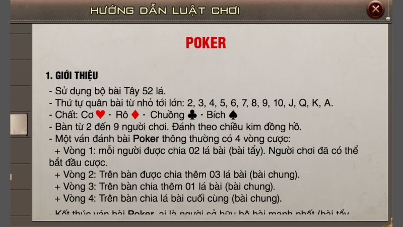 Hướng dẫn luật chơi Poker tại B52 Club cho người mới