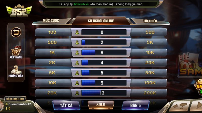 Bỏ túi mẹo chơi Sâm Lốc thắng lớn tại B52 Club