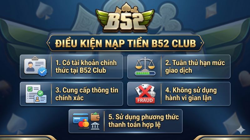 Điều kiện nạp tiền vào tài khoản cá cược B52 Club